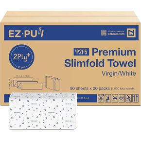 ورق منشفة اليد EZ-Pull Premium 2ply+ SLIMFOLD، أبيض، 20 × 90 ورقة، P2F5 (04442)