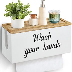 Bamboo Paper Towel Dispenser Wall Mount, Commercial Paper Towel Holder with Lid Countertop, C-Fold, Z-Fold, Trifold Paper Towel Dispenser Hand Towel Holder for Bathroom and Kitchen