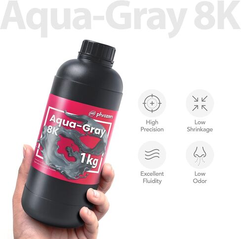 راتينج الطباعة ثلاثي الأبعاد Phrozen Aqua-Gray 8K، مصمم لعرض نماذج ثلاثية الأبعاد مفصلة للغاية ويعمل بشكل أفضل مع طابعات LCD ثلاثية الأبعاد 8K (1 كجم) in Kuwait