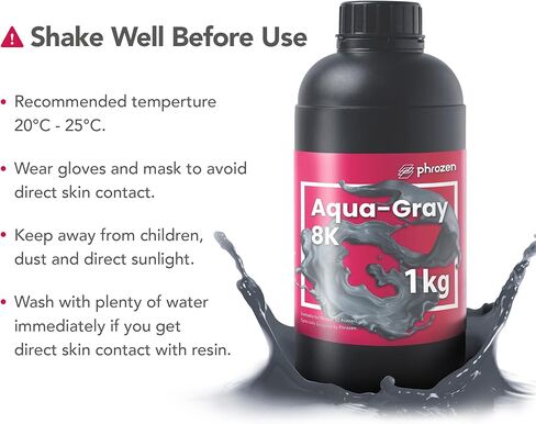 راتينج الطباعة ثلاثي الأبعاد Phrozen Aqua-Gray 8K، مصمم لعرض نماذج ثلاثية الأبعاد مفصلة للغاية ويعمل بشكل أفضل مع طابعات LCD ثلاثية الأبعاد 8K (1 كجم) in Kuwait