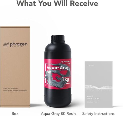 راتينج الطباعة ثلاثي الأبعاد Phrozen Aqua-Gray 8K، مصمم لعرض نماذج ثلاثية الأبعاد مفصلة للغاية ويعمل بشكل أفضل مع طابعات LCD ثلاثية الأبعاد 8K (1 كجم) in Kuwait