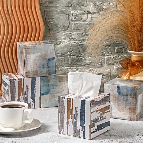 بوكون 12 عبوة من مناديل الوجه على شكل مكعب صناديق مناديل مربعة على الطراز الصناعي مع 80 منديلًا في كل صندوق، طبقتين من صناديق مناديل الوجه الناعمة للحمام والمطبخ وغرفة النوم والسيارة والسفر in Kuwait