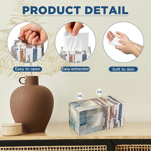 بوكون 12 عبوة من مناديل الوجه على شكل مكعب صناديق مناديل مربعة على الطراز الصناعي مع 80 منديلًا في كل صندوق، طبقتين من صناديق مناديل الوجه الناعمة للحمام والمطبخ وغرفة النوم والسيارة والسفر in Kuwait