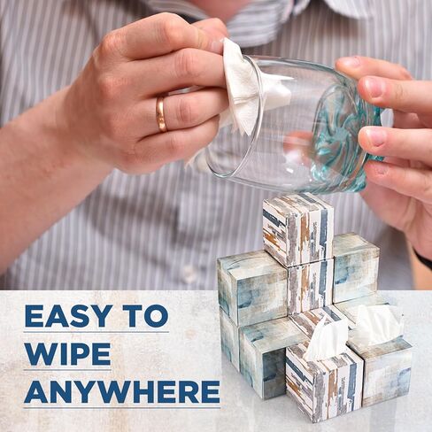 بوكون 12 عبوة من مناديل الوجه على شكل مكعب صناديق مناديل مربعة على الطراز الصناعي مع 80 منديلًا في كل صندوق، طبقتين من صناديق مناديل الوجه الناعمة للحمام والمطبخ وغرفة النوم والسيارة والسفر in Kuwait