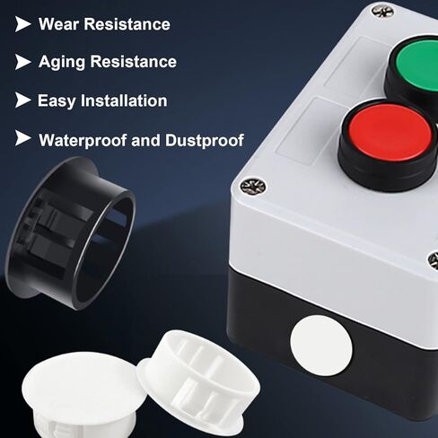 Tnisesm 200Pcs 8 Sizes Nylon Plastic Hole Plugs 1/4" 5/16" 3/8" 1/2" 5/8" 3/4" 7/8" 1" Round Drill Hole, Flush Type Panel Knockout Locking Plugs, Black Screw Covers for Furniture Cabinet Insert End in Kuwait