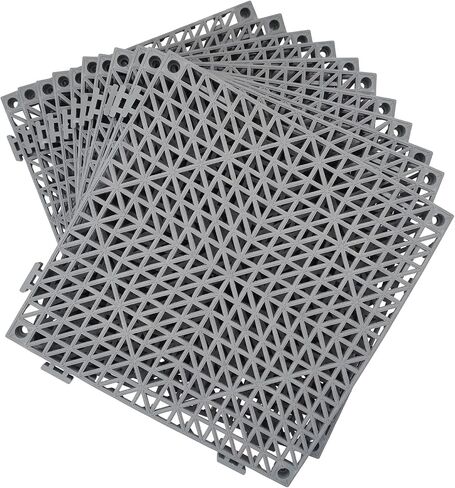 12 Pack Modular Interlocking Cushion 11.6" x 11.6" Rubber Mat Floor Tile Mats Drain Pool Patio Balcony Yard Pet Area Washer Pad(Green) in Kuwait