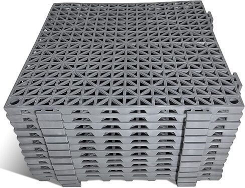 12 Pack Modular Interlocking Cushion 11.6" x 11.6" Rubber Mat Floor Tile Mats Drain Pool Patio Balcony Yard Pet Area Washer Pad(Green) in Kuwait