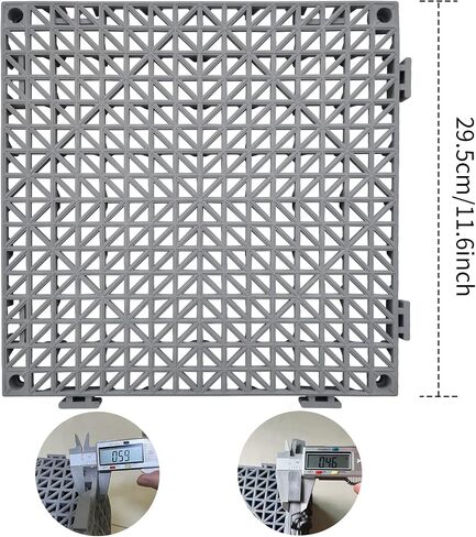 12 Pack Modular Interlocking Cushion 11.6" x 11.6" Rubber Mat Floor Tile Mats Drain Pool Patio Balcony Yard Pet Area Washer Pad(Green) in Kuwait