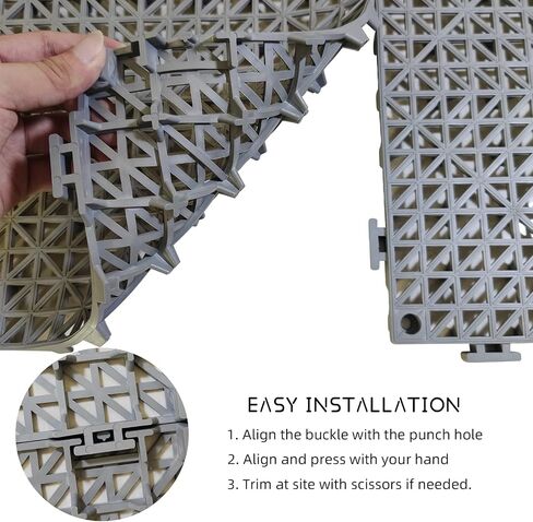 12 Pack Modular Interlocking Cushion 11.6" x 11.6" Rubber Mat Floor Tile Mats Drain Pool Patio Balcony Yard Pet Area Washer Pad(Green) in Kuwait