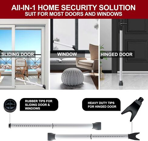 AceMining Upgraded Door Security Bar & Sliding Patio Bar, Heavy Duty Stoppers Adjustable Jammer for Home, Apartment, Travel (1 Pack,Grey) in Saudi Arabia