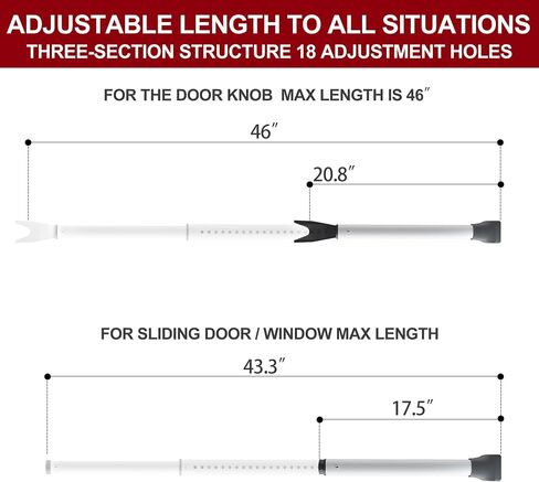 AceMining Upgraded Door Security Bar & Sliding Patio Bar, Heavy Duty Stoppers Adjustable Jammer for Home, Apartment, Travel (1 Pack,Grey) in Saudi Arabia