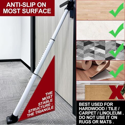 AceMining Upgraded Door Security Bar & Sliding Patio Bar, Heavy Duty Stoppers Adjustable Jammer for Home, Apartment, Travel (1 Pack,Grey) in Saudi Arabia