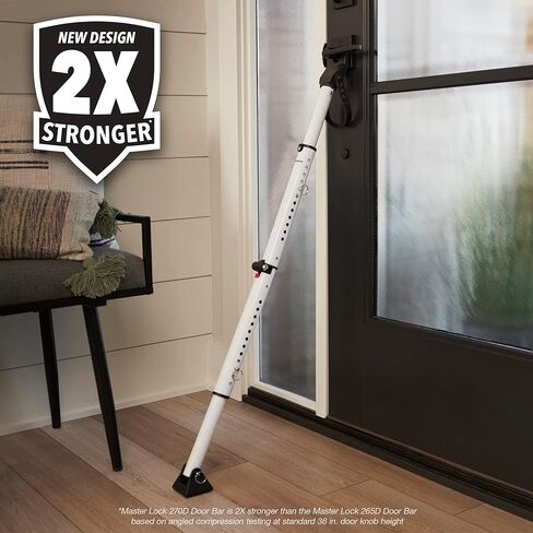 Master Lock door security Bar, Home security Stopper, Adjustable from 27-1/2 in. to 42 in., for Sliding and Front doors 1 Pack, 265EC in Kuwait