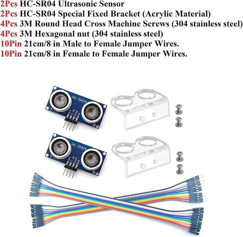 WWZMDiB 2 قطعة HC-SR04 وحدة استشعار بالموجات فوق الصوتية لـ Arduino R3 MEGA Mega2560 Duemilanove Nano Robot XBee ZigBee (2 قطعة HC-SR04 مع دعامة تثبيت) in Saudi Arabia