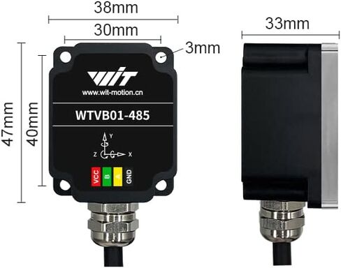 WitMotion WTVB01-485 IPX8 محول مستشعر الاهتزاز المقاوم للماء، Modbus RTU 3 محاور (XYZ) إزاحة الاهتزاز (2000um) + السرعة (50 مم / ثانية) + السعة (180 درجة)، لمراقبة الصحة الهيكلية in Saudi Arabia