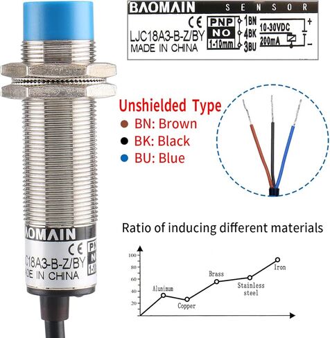 باومين مفتاح مستشعر تقارب السعة LJC18A3-B-Z/BY PNP NO DC 10-30V 200mA 1-10 ملم in Kuwait