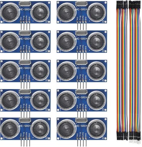 AEDIKO 10 قطع HC-SR04 مستشعر المسافة بالموجات فوق الصوتية مع كابل سلكي in Kuwait