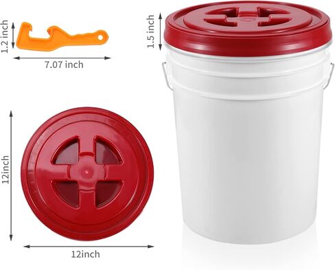 2 Pieces 5 Gallon Bucket Lid with Bucket Lid Opener,Plastic Storage Bucket Leak-Proof Screw Seal Lids,Pet Food Storage Container Lid for Home Paint Storage Buckets in Saudi Arabia