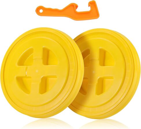 2 Pieces 5 Gallon Bucket Lid with Bucket Lid Opener,Plastic Storage Bucket Leak-Proof Screw Seal Lids,Pet Food Storage Container Lid for Home Paint Storage Buckets in Saudi Arabia