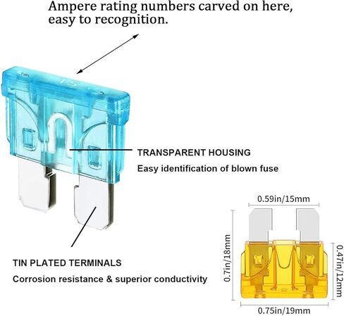 حامل مصهر GNAWRISHING 16 AWG ATC/ATO (3 قطع) ومصهر شفرة قياسي 5 قطع من كل مجموعة متنوعة 1A، 2A، 3A، 4A، 5A، 7.5A، 10A، 15A، 20A in Kuwait