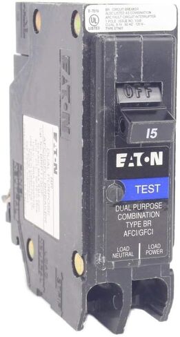 BR 15 Amp 1-Pole Dual Function (Arc Fault/Ground Fault) Plug-On Neutral Circuit Breaker in Kuwait