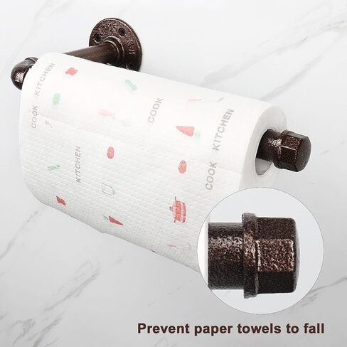 Industrial Iron Pipe Kitchen Paper Towel Holder, Vintage Farmhouse Heavy Duty DIY Industrial Rustic Wall Mount Paper Towel Rack for Kitchen Bathroom (1, Black) in Kuwait