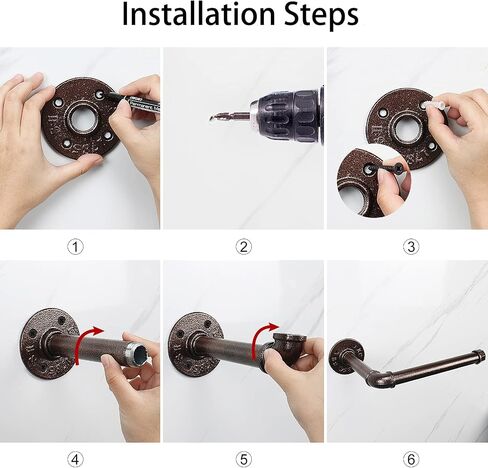 Industrial Iron Pipe Kitchen Paper Towel Holder, Vintage Farmhouse Heavy Duty DIY Industrial Rustic Wall Mount Paper Towel Rack for Kitchen Bathroom (1, Black) in Kuwait