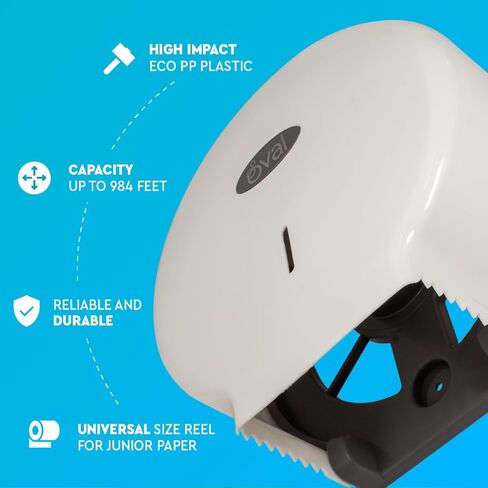 OVAL - Toilet Paper Dispenser Jumbo Jr Polypropylene |5 Tissue dispensers for 9" Toilet Paper Rolls | Durable, Easy-to-Install, and Compact Design with 2 Keys Included, Perfect for High-Traffic Areas in Kuwait