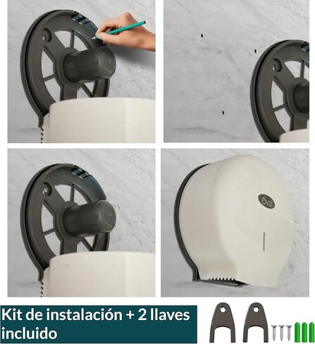 OVAL - Toilet Paper Dispenser Jumbo Jr Polypropylene |5 Tissue dispensers for 9" Toilet Paper Rolls | Durable, Easy-to-Install, and Compact Design with 2 Keys Included, Perfect for High-Traffic Areas in Kuwait