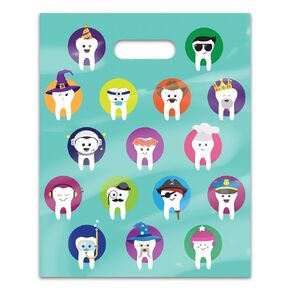 Character Teeth Dental Giveaway Bags, 8" x 10", 100 Pack in Kuwait
