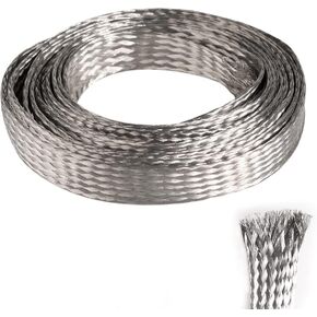 QuQuyi 9.84ft 4mm Braided Ground Strap Tinned Copper Flat Sleeving Expandable Metal Sheath Screening Signal Wire Cable Shielded in Kuwait