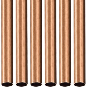 12mm x 1mm x 200mm(ODxWall TxL) Copper Tube - 6Pack - Good for Machinery Equipment DIY Decorative Frame - Round Metal Tubing