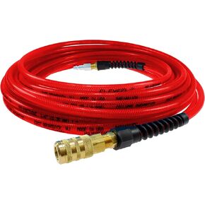 Coilhose Pneumatics PFE4050TRS15X 1/4" x 50' مع قارنة توصيل صناعية 1/4" وموصل خرطوم هواء من البولي يوريثين المقوى Flexeel، أحمر in Kuwait