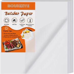 50 Pieces White Butcher Paper Disposable Butcher Paper Sheets 12 x 12 inch Square Meat Sheet Precut Butcher Paper No Wax Butcher Paper for Wrapping Meat Sublimation Heat Press