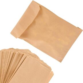 Paper Sandwich Bags Kraft Brown (125 Pack) Food Grade Bags with White Round Stickers for Sealing - Unbleached Compostable Natural Kraft Paper Stock Bags for Bakery Cookies, Treats, Snacks, Sandwiches