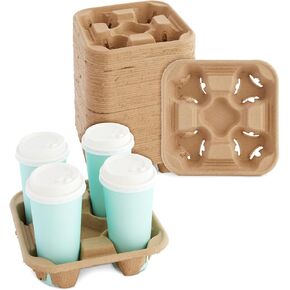 60 Pack Cup Carriers for Drinks, 4 Cup Holders for Coffee Delivery (Pulp Fiber) in Kuwait