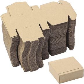 Ellbest 50 Pack Kraft Paper Boxes, Foldable Rectangular Paper Box Packing Box for shipping, Storaging Small items, Brown, 3.62 x 1.98 x 1.02 inches