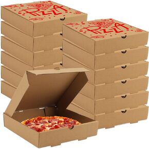 15 Pcs Pizza Boxes, 7.3 x 7.3 x 1.6" Kraft Corrugated Pizza Boxes Cardboard Boxes Take Out Containers Gift Packing Boxes Takeaway Mailing Shipping Storage Boxes for Pizza, Cake, Cookies, Food (Black) in Kuwait