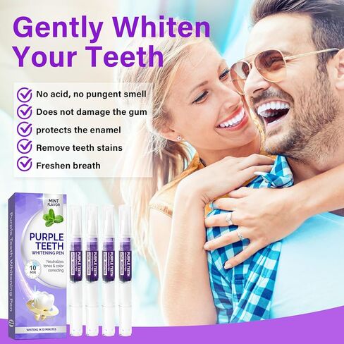 معجون أسنان أرجواني لتبييض الأسنان، مجموعة تبييض الأسنان، معجون أسنان أرجواني لتبييض الأسنان، تبييض سريع، ابتسامة واثقة، نفس منعش، 4 قطع in Kuwait