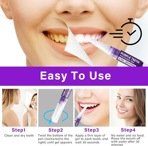 معجون أسنان أرجواني لتبييض الأسنان، مجموعة تبييض الأسنان، معجون أسنان أرجواني لتبييض الأسنان، تبييض سريع، ابتسامة واثقة، نفس منعش، 4 قطع in Kuwait