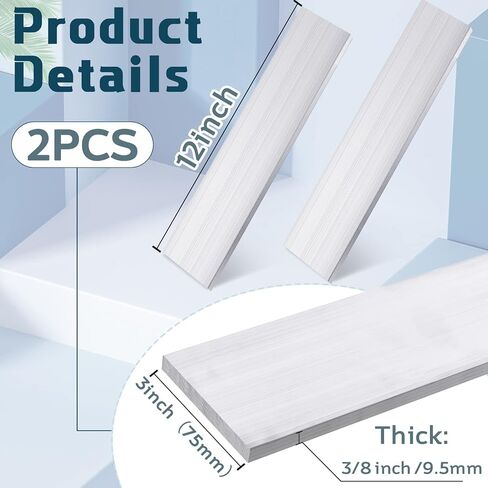 Therwen 2 قطعة 3/8 "x 3" شريط ألومنيوم مسطح 12 "طويل 6061 لوحة للأغراض العامة شريط ألومنيوم مقذوف لوح مقذوف صلب مخزون مطحنة in Saudi Arabia
