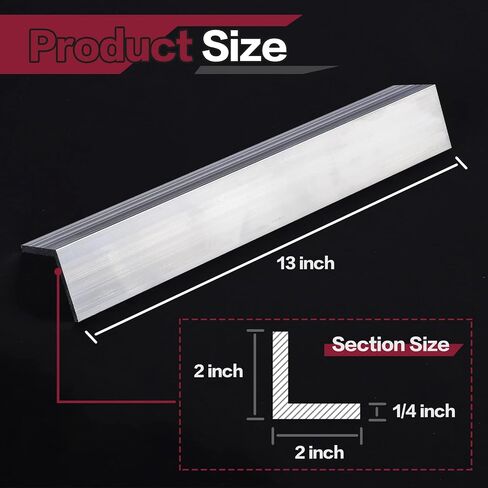 13Inch Aluminum Angle Stock,2PCS 2" x 2"x 1/4" Aluminum Angle 6061, T6511 Mill Stock, 1/4" Thick in Kuwait