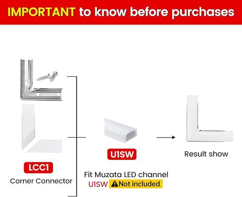 6 أزواج من موزاتا مجموعة موصل زاوية قناة ليد محول على شكل حرف L و6 موصلات زاوية لقناة الألومنيوم U1SW على شكل حرف U، 90 درجة LCC1 WW C1، LA1 LC1 in Kuwait