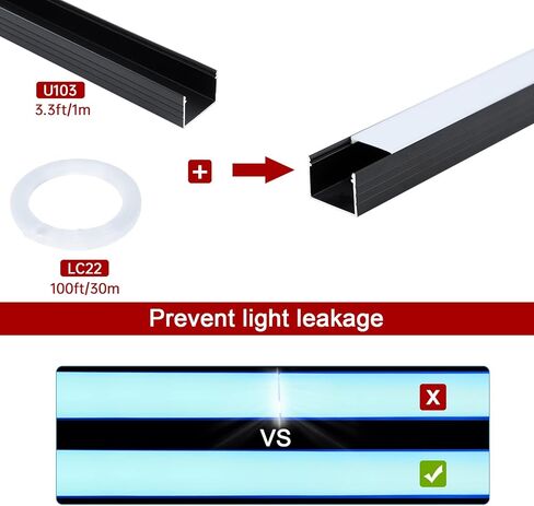 Muzata 33Ft/10M قناة LED فضية مع غطاء ناشر أبيض حليبي متجمد بدون بقع 16 مم مسار ألومنيوم عريض للغاية لشريط LED مقاوم للماء U103 WW LR1 25 حزمة 1.3FT/40 سم لكل قطعة in Kuwait