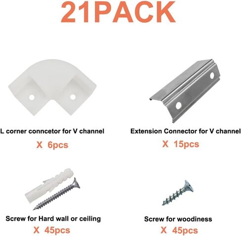 15-Pack End Caps and Mounting Clips for Hunhun V Shape LED Aluminum Channel System (V channel type) in Kuwait