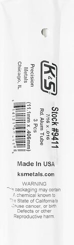 K & S 9411 Round Aluminum Tube, 7/16" OD x 0.016" Wall x 36" Long, 3 Pieces, Made in The USA in Kuwait