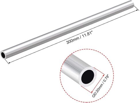uxcell 6063 Aluminum Round Tube, 300mm Length 16mm OD 5mm Inner Dia Seamless Aluminum Straight Tubing 2 Pcs in Kuwait