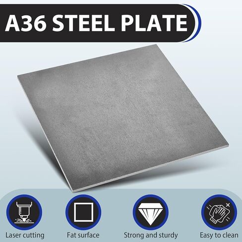 Therwen 1 Pc 1/4" x 10" x 10" Hot Rolled Steel Plate Weldable Steel Sheet Metal Square A36 Steel Flat for Weld Cutting Structure Support Industrial Home Use in Saudi Arabia