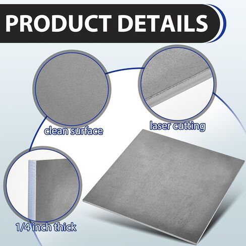 Therwen 1 Pc 1/4" x 10" x 10" Hot Rolled Steel Plate Weldable Steel Sheet Metal Square A36 Steel Flat for Weld Cutting Structure Support Industrial Home Use in Saudi Arabia