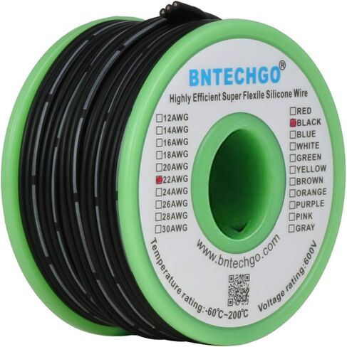 BNTECHGO 24 Gauge Silicone Ribbon Cable Flexible 6P Black 25 ft Flat Cable 24 AWG Stranded Tinned Copper Wire in Kuwait